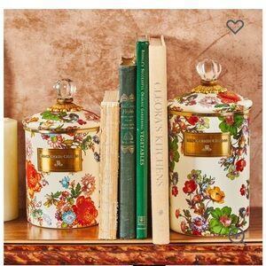 MacKenzie-Childs Floral Canister with Glass Knobs 9” x 5”